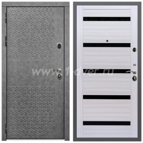 Входная дверь Армада Гарант Штукатурка графит ФЛ-502 (без стекла) СБ-14 Черное стекло Сандал белый 16 мм - легкие металлические двери с установкой