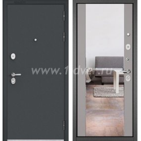 Входная дверь Бульдорс (Mastino) Trust Standart-90 букле графит, эмаль светло-серая 9S-164, зеркало - входные офисные двери с установкой