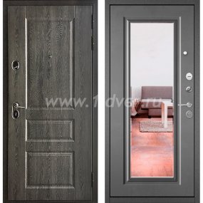 Входная дверь Бульдорс (Mastino) Trust Standart-90 БШ дуб графит 9SD-2, бетон серый 9S-140, зеркало - недорогие входные двери с установкой