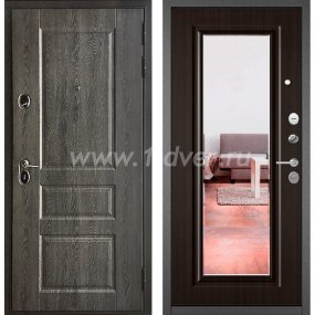 Входная дверь Бульдорс (Mastino) Trust Standart-90 БШ дуб графит 9SD-2, ларче шоколад 9S-140, зеркало - красивые входные двери с установкой