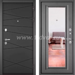 Входная дверь Бульдорс (Mastino) Trust Standart-90 БГ графит софт 9S-130, бетон серый 9S-140, зеркало - входные двери МДФ с установкой