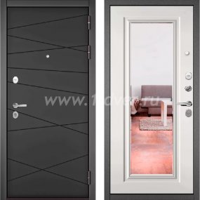 Входная дверь Бульдорс (Mastino) Trust Standart-90 БГ графит софт 9S-130, белый софт 9SD-140, зеркало - левые входные двери с установкой