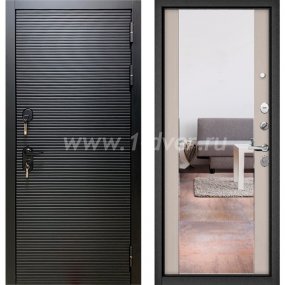 Входная дверь Бульдорс (Mastino) Trust MASS-90 черный матовый 9S-181, дуб шале белый 9S-164, зеркало - входные двери российского производства с установкой