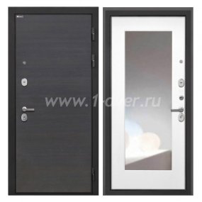Входная дверь Интекрон Сицилия Remix эковенге поперечный, ФЛЗ120М белая матовая, зеркало - входные двери в квартиру с установкой