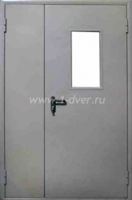 Противопожарная двупольная дверь со стеклом П-дд-19