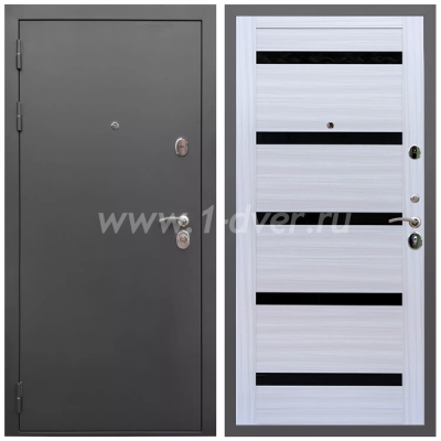Входная дверь Армада Гарант СБ-14 Черное стекло Сандал белый 16 мм