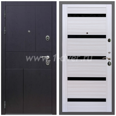 Входная дверь Армада Оникс СБ-14 Черное стекло Сандал белый 16 мм