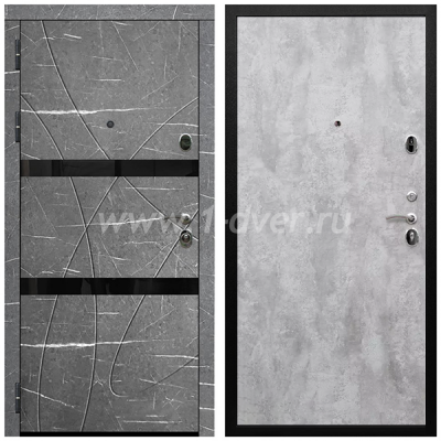 Входная дверь Армада Престиж Черная шагрень Торос графит ФЛС-25 ПЭ Цемент светлый 6 мм