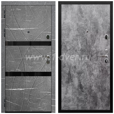 Входная дверь Армада Престиж Черная шагрень Торос графит ФЛС-25 ПЭ Цемент темный 6 мм