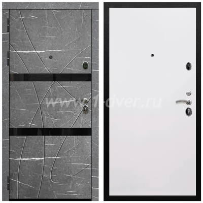 Входная дверь Армада Престиж Черная шагрень Торос графит ФЛС-25 Гладкая белый матовый 10 мм