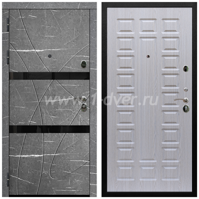 Входная дверь Армада Престиж Черная шагрень Торос графит ФЛС-25 ФЛ-183 Беленый дуб 16 мм