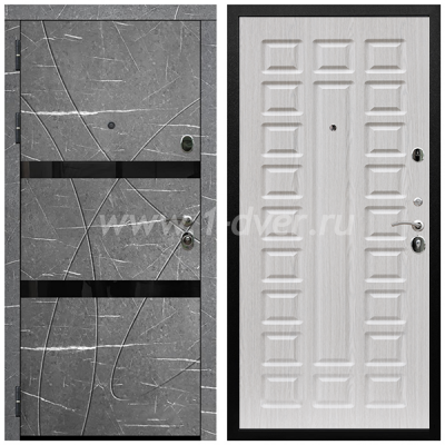 Входная дверь Армада Престиж Черная шагрень Торос графит ФЛС-25 ФЛ-183 Сандал белый 16 мм