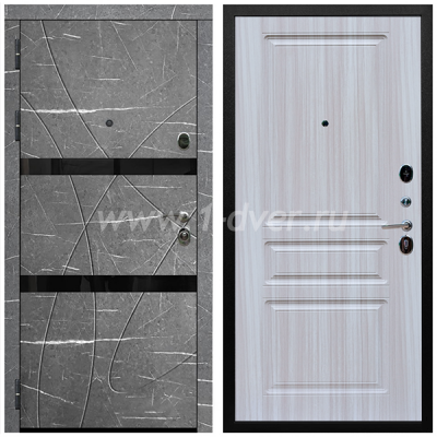 Входная дверь Армада Престиж Черная шагрень Торос графит ФЛС-25 ФЛ-243 Сандал белый 16 мм