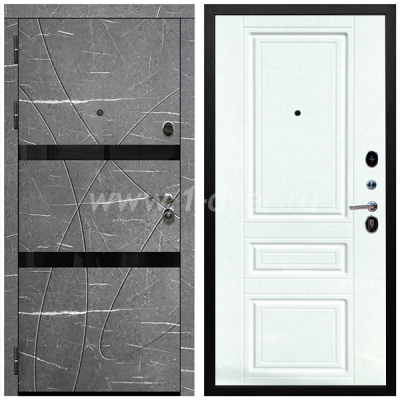 Входная дверь Армада Престиж Черная шагрень Торос графит ФЛС-25 ФЛ-243 Ясень белый 16 мм