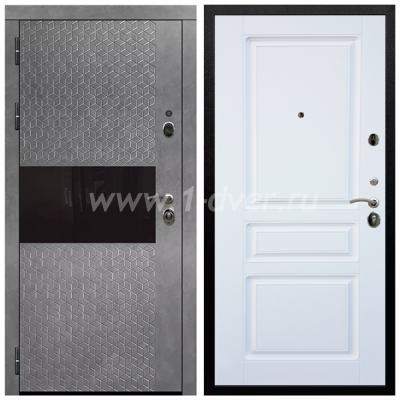 Входная дверь Армада Престиж Черная шагрень Штукатурка графит ФЛС-502 ФЛ-243 Белый матовый 16 мм