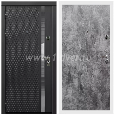 Входная дверь Армада Престиж Белая шагрень Черная шагрень ФЛН-501 ПЭ Цемент темный 6 мм