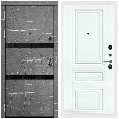 Входная дверь Армада Престиж Белая шагрень Торос графит ФЛС-25 ФЛ-243 Ясень белый 16 мм