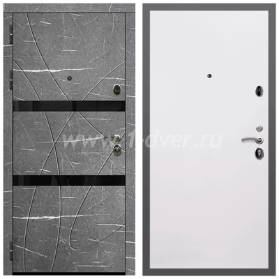 Входная дверь Армада Гарант Торос графит ФЛС-25 Гладкая белый матовый 10 мм