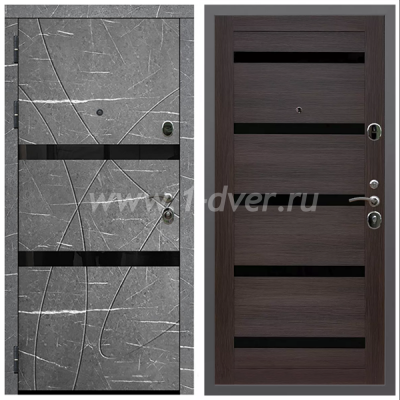 Входная дверь Армада Гарант Торос графит ФЛС-25 СБ-14 Черное стекло Эковенге 16 мм