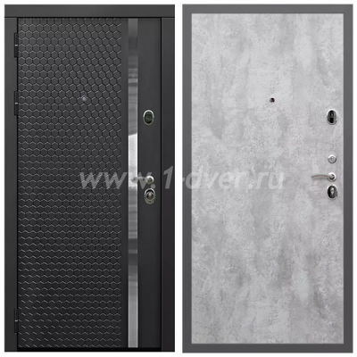 Входная дверь Армада Гарант Черная шагрень ФЛН-501 ПЭ Цемент светлый 6 мм