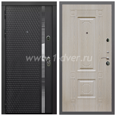 Входная дверь Армада Гарант Черная шагрень ФЛН-501 ФЛ-2 Беленый дуб 6 мм