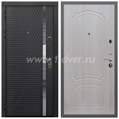 Входная дверь Армада Гарант Черная шагрень ФЛН-501 ФЛ-140 Беленый дуб 6 мм