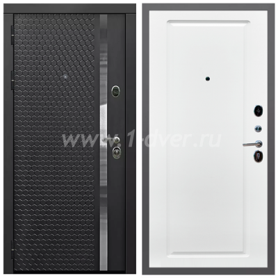 Входная дверь Армада Гарант Черная шагрень ФЛН-501 ФЛ-119 Белый матовый 16 мм