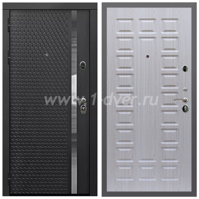 Входная дверь Армада Гарант Черная шагрень ФЛН-501 ФЛ-183 Беленый дуб 16 мм