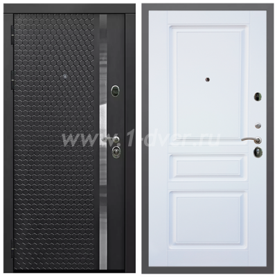 Входная дверь Армада Гарант Черная шагрень ФЛН-501 ФЛ-243 Белый матовый 16 мм