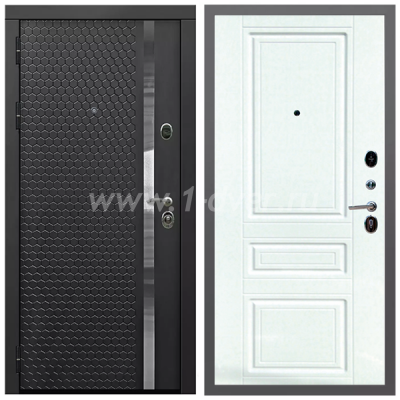 Входная дверь Армада Гарант Черная шагрень ФЛН-501 ФЛ-243 Ясень белый 16 мм
