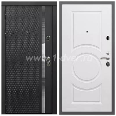 Входная дверь Армада Гарант Черная шагрень ФЛН-501 МС-100 Белый матовый 16 мм
