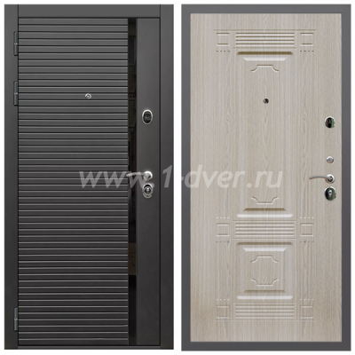 Входная дверь Армада Гарант Черная шагрень ФЛС-550 ФЛ-2 Беленый дуб 16 мм