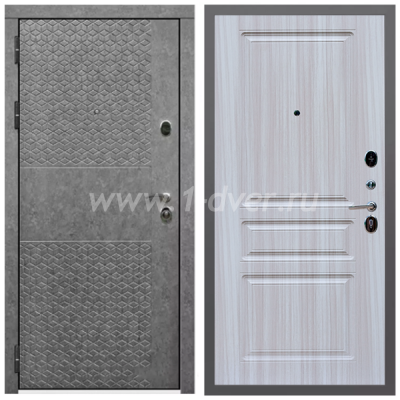 Входная дверь Армада Гарант Штукатурка графит ФЛ-502 (без стекла) ФЛ-243 Сандал белый 16 мм