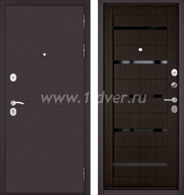 Входная дверь Бульдорс (Mastino) Trust MASS-90 букле шоколад R-4, ларче шоколад CR-3, стекло