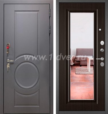 Входная дверь Бульдорс (Mastino) Trust Standart-90 графит софт 9S-6, ларче шоколад 9S-140, зеркало