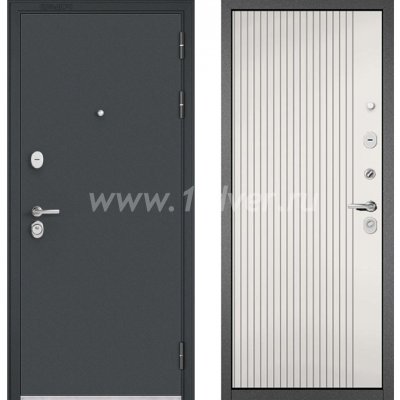 Входная дверь Бульдорс (Mastino) Trust Standart-90 черный муар металлик, эмаль белоснежная 9S-161