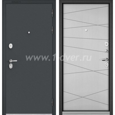 Входная дверь Бульдорс (Mastino) Trust Standart-90 черный муар металлик, белый софт 9S-130