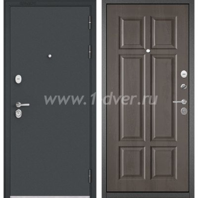 Входная дверь Бульдорс (Mastino) Trust Standart-90 черный муар металлик, дуб шале серебро 9S-109