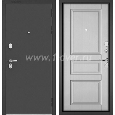 Входная дверь Бульдорс (Mastino) Trust Standart-90 черный муар металлик, дуб белый матовый 9SD-2