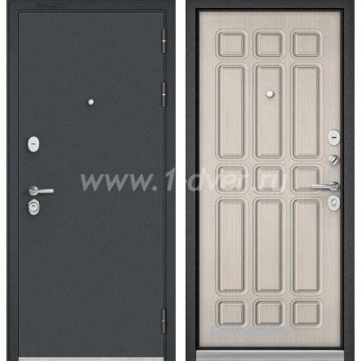 Входная дверь Бульдорс (Mastino) Trust Standart-90 черный муар металлик, ларче бьянко 9S-111
