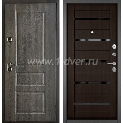 Входная дверь Бульдорс (Mastino) Trust Standart-90 БШ дуб графит 9SD-2, ларче шоколад CR-3, стекло