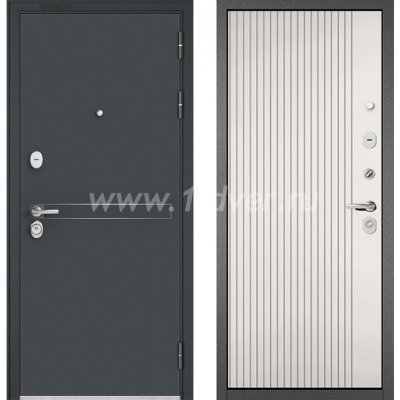 Входная дверь Бульдорс (Mastino) Trust Standart-90 черный муар металлик D-4, эмаль белоснежная 9S-161