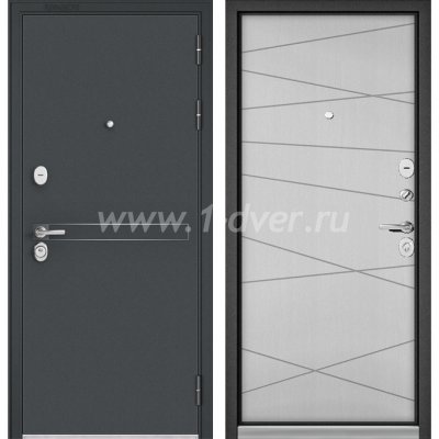 Входная дверь Бульдорс (Mastino) Trust Standart-90 черный муар металлик D-4, белый софт 9S-130