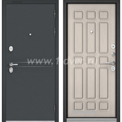 Входная дверь Бульдорс (Mastino) Trust Standart-90 черный муар металлик D-4, ларче бьянко 9S-111
