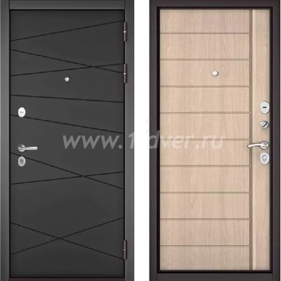 Входная дверь Бульдорс (Mastino) Trust Standart-90 БГ графит софт 9S-130, ясень ривьера крем 9S-136