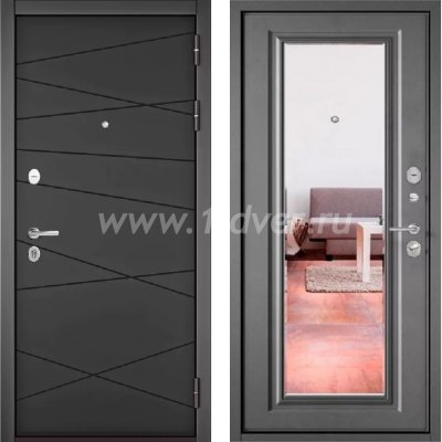 Входная дверь Бульдорс (Mastino) Trust Standart-90 БГ графит софт 9S-130, бетон серый 9S-140, зеркало