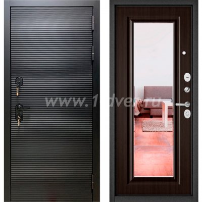 Входная дверь Бульдорс (Mastino) Trust MASS-90 черный матовый 9S-181, ларче шоколад 9S-140, зеркало