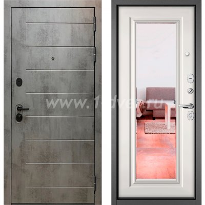 Входная дверь Бульдорс (Mastino) Trust MASS-90 бетон темный 9S-136, белый софт 9S-140, зеркало