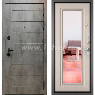Входная дверь Бульдорс (Mastino) Trust MASS-90 бетон темный 9S-136, ларче бьянко 9S-140, зеркало