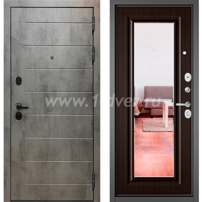 Входная дверь Бульдорс (Mastino) Trust MASS-90 бетон темный 9S-136, ларче шоколад 9S-140, зеркало